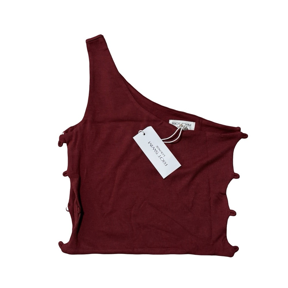 NWT Riot Swim Lounge Odette Single Strap Side Button Tank Top Crimson XS 12.5x16